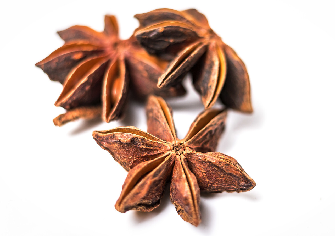 star anise white background