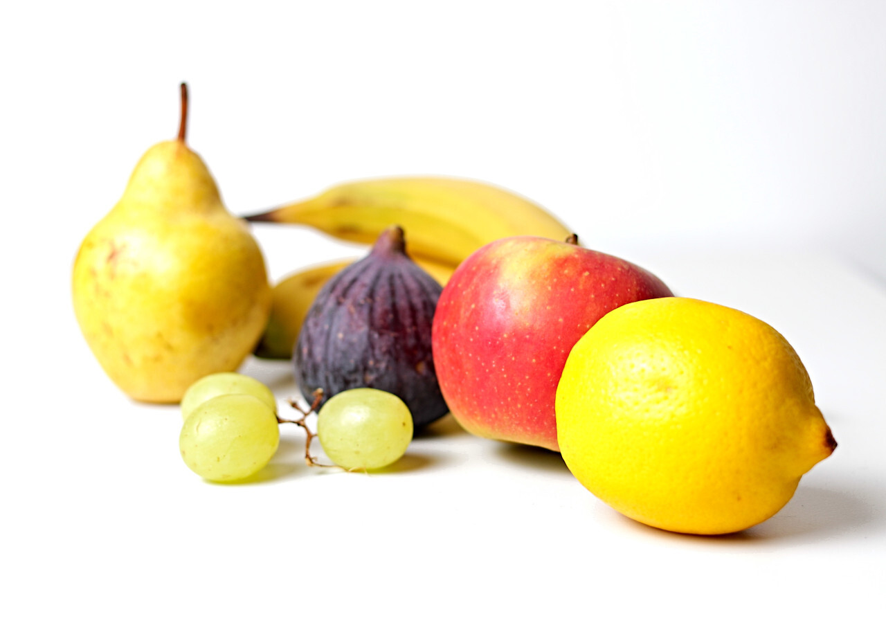 fruits on white background