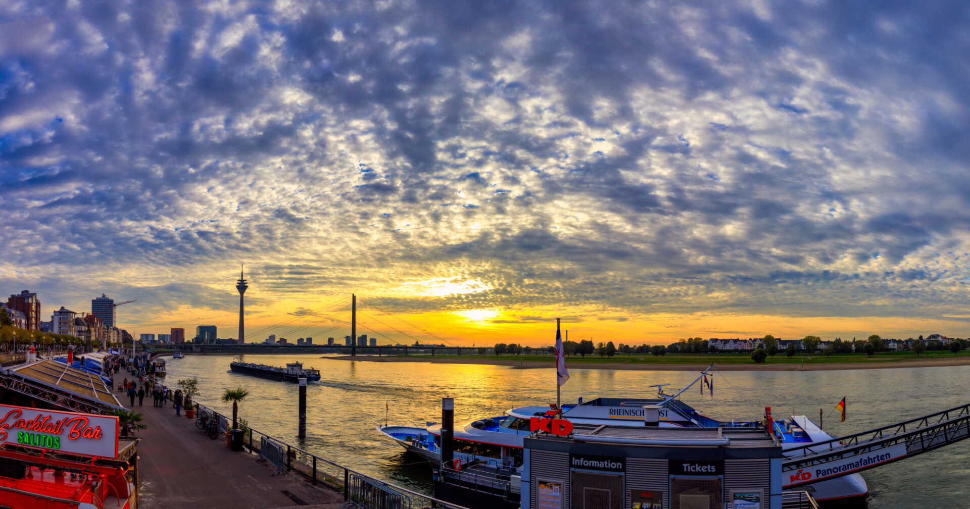 Dusseldorf on the Rhine at sunset