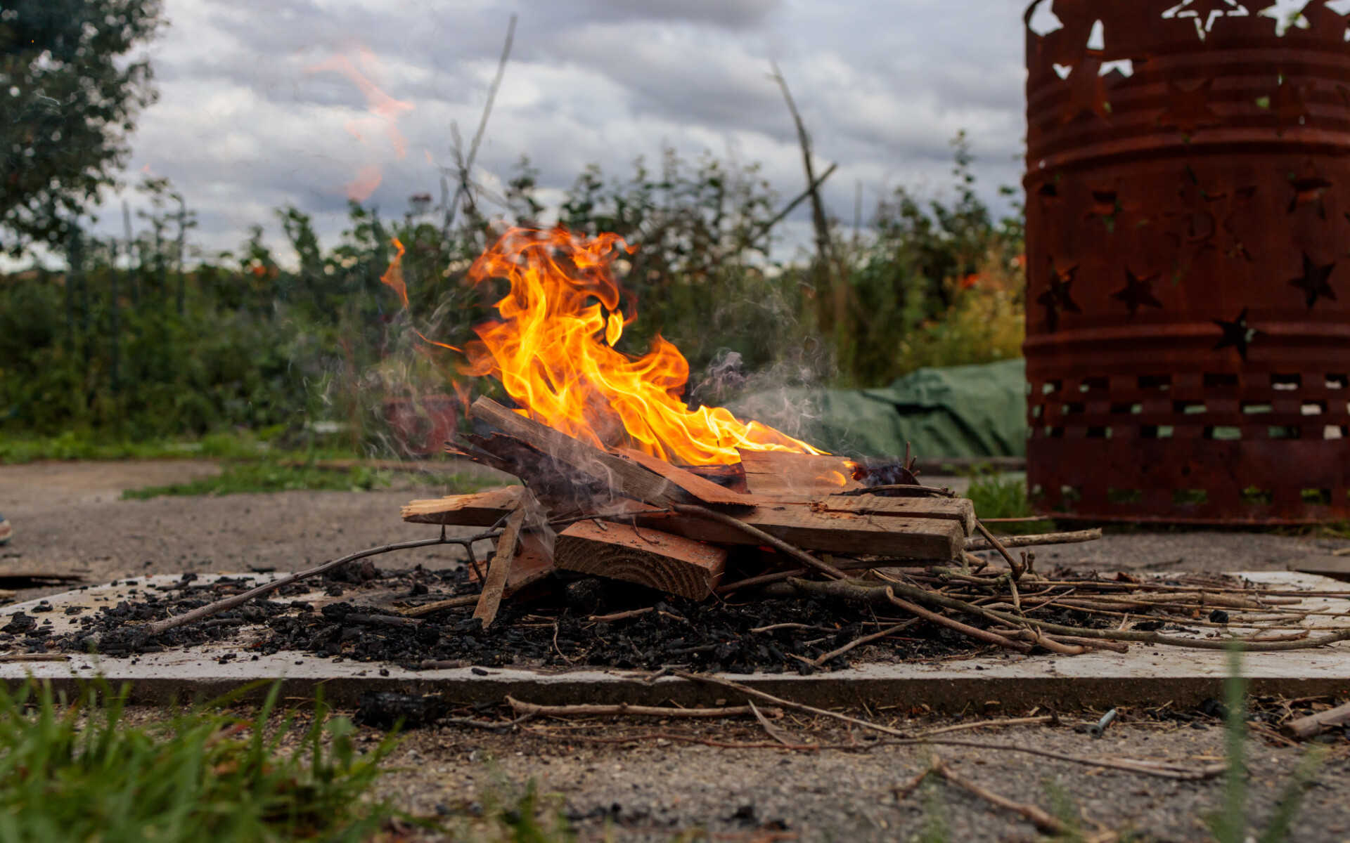 Bonfire in the back garden