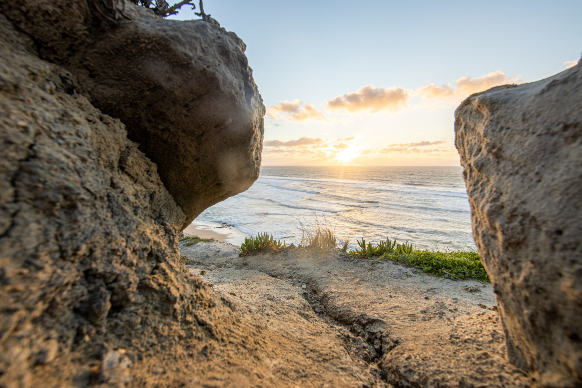 Praia da Mexilhoeira Sunset Seascape Panorama in Portugal