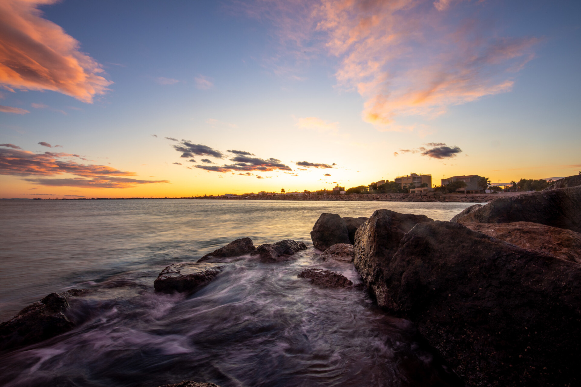 Sunset over Casablanca in Spain seascape