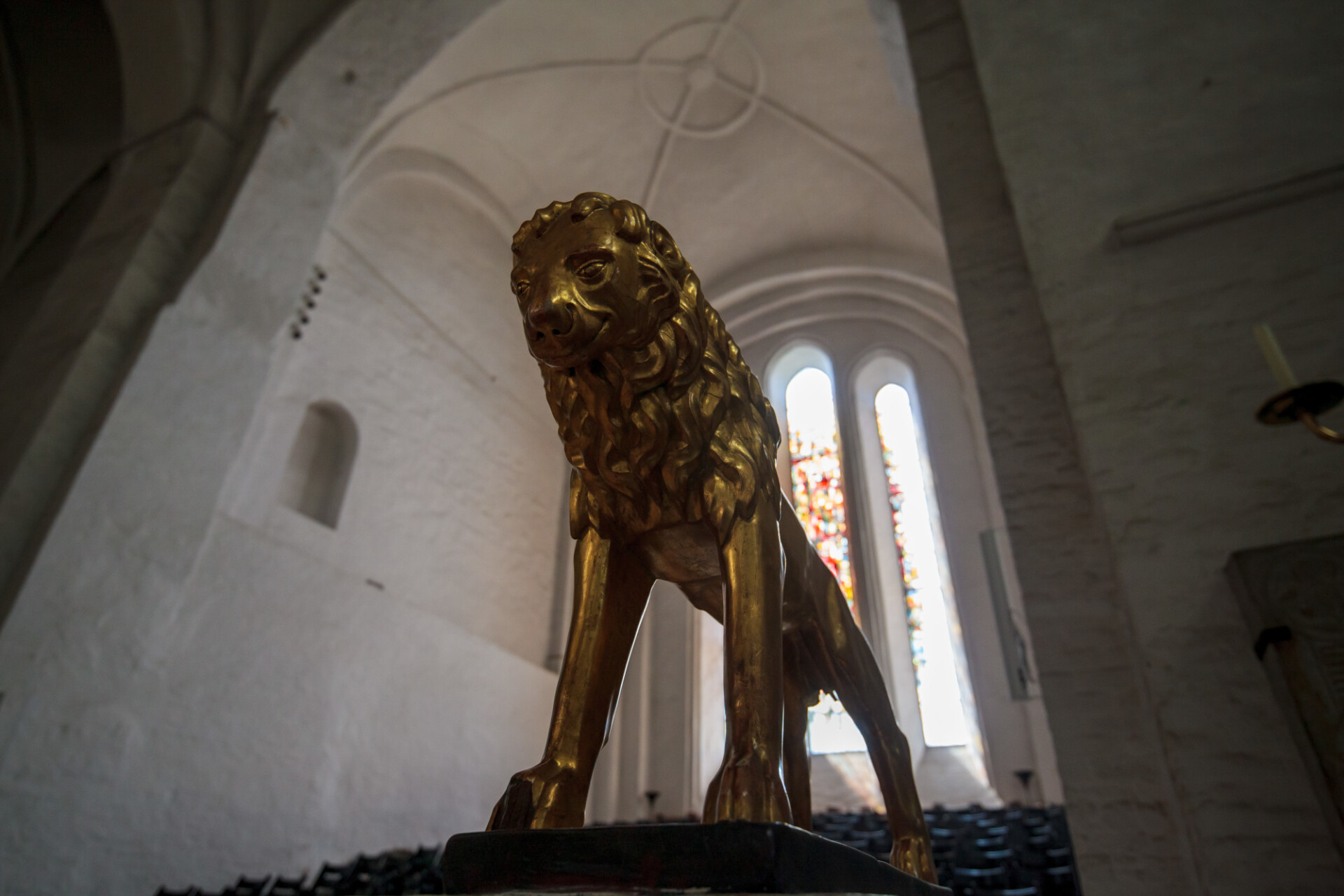 Golden lion statue in Lübeck