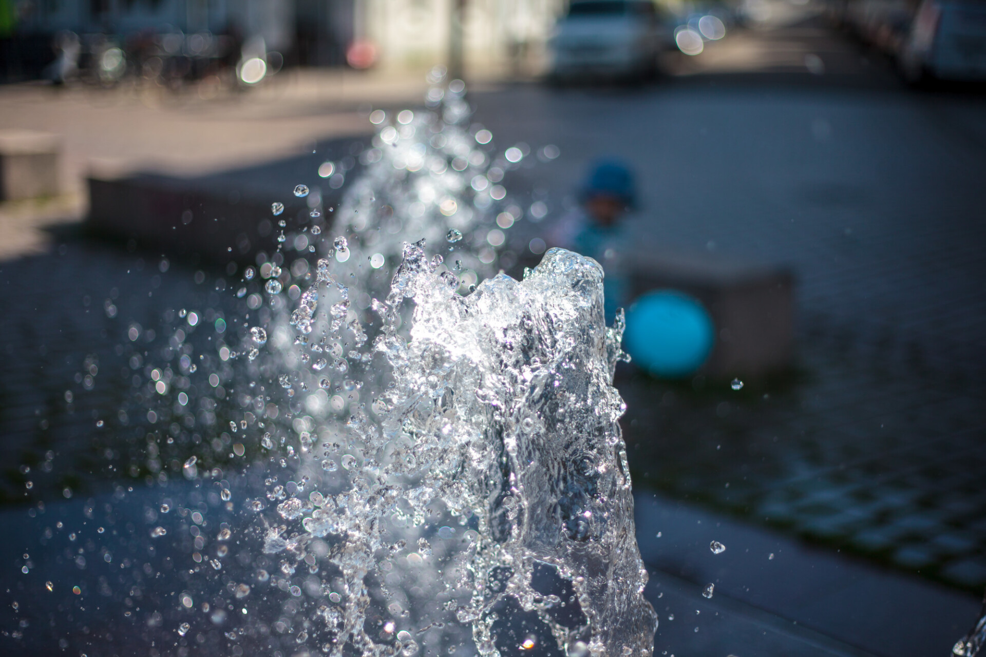 High speed photo of water from a fountain