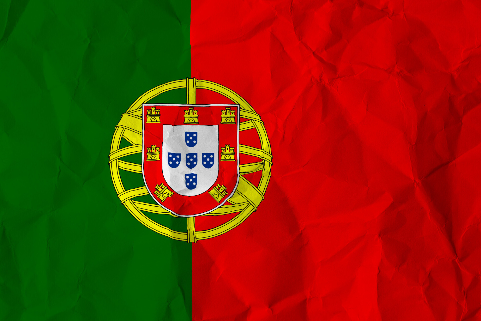 portugal crumpled flag