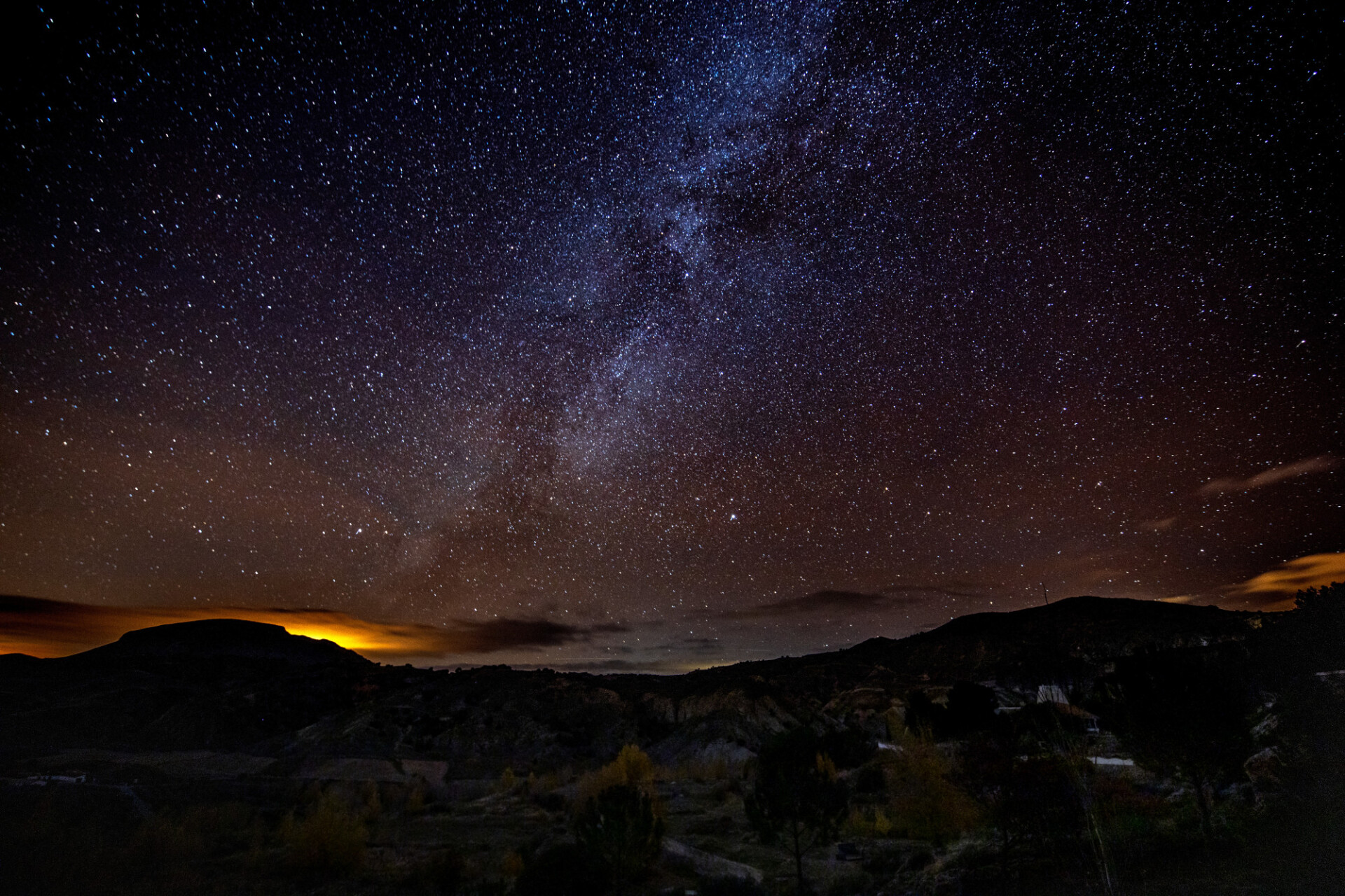 Milky Way at Night over Acequia del Toril landscape