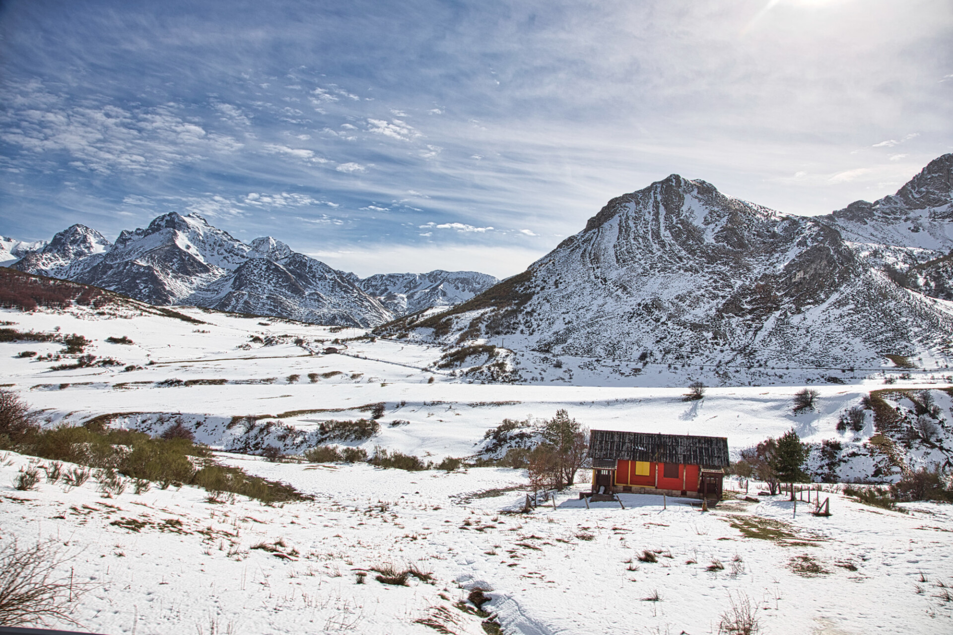 Snow-capped mountains in Spain landscape