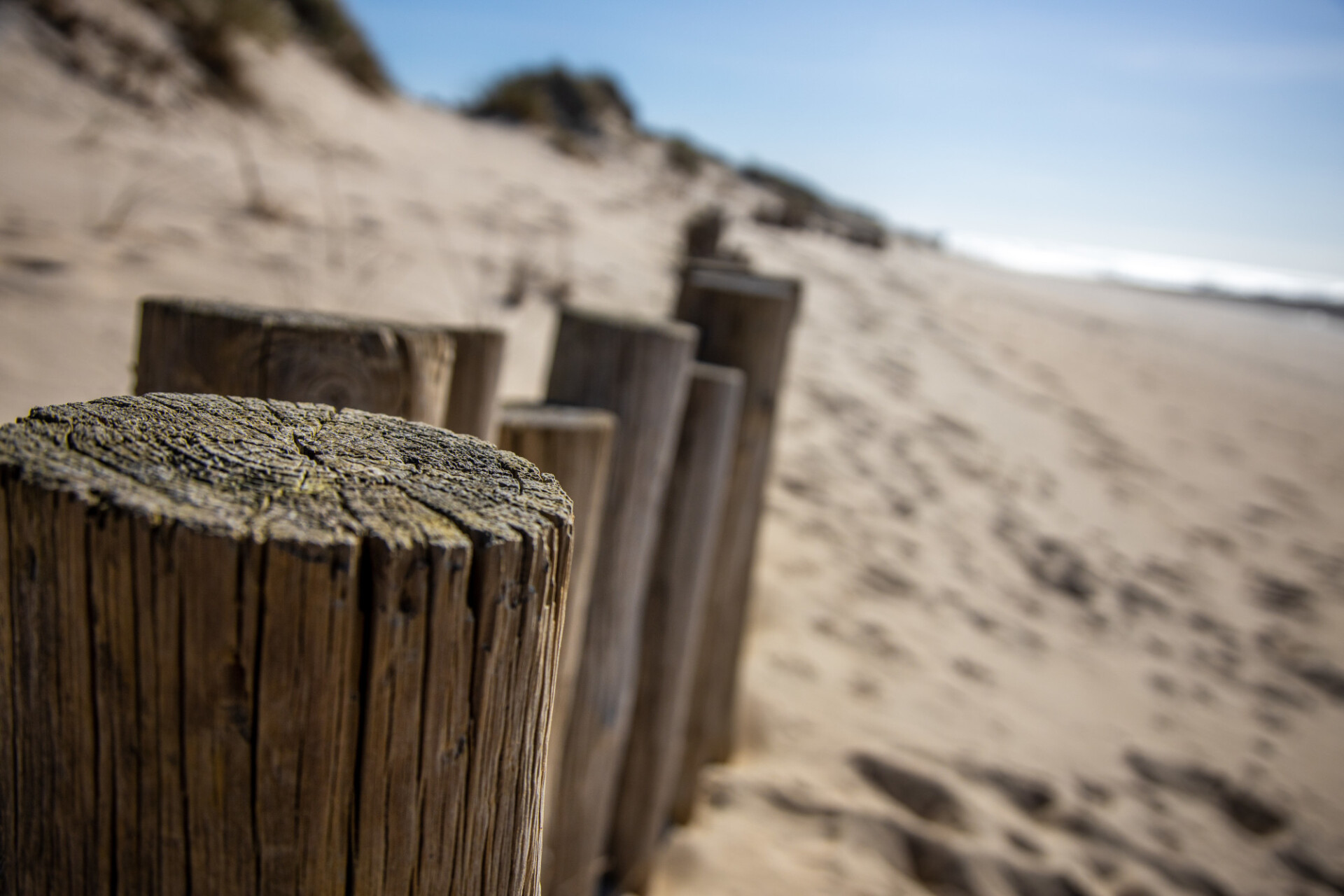 Wooden wall on the beach in Spain