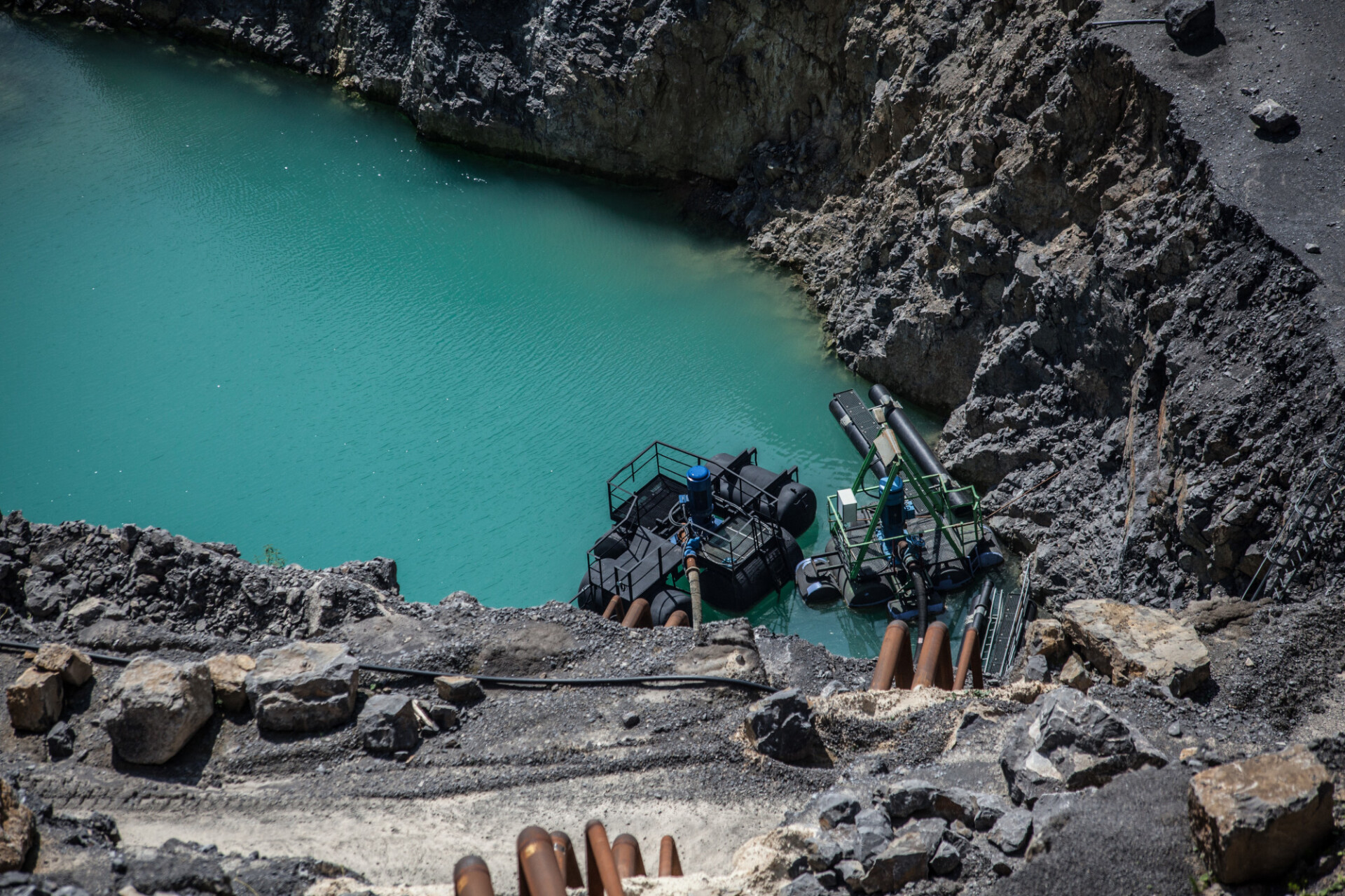 Pumps in a quarry