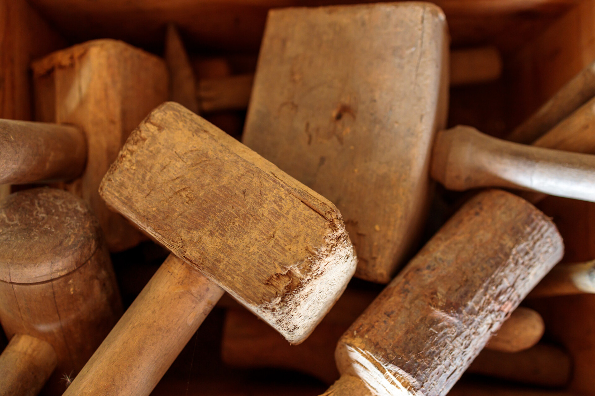 Various wooden hammers