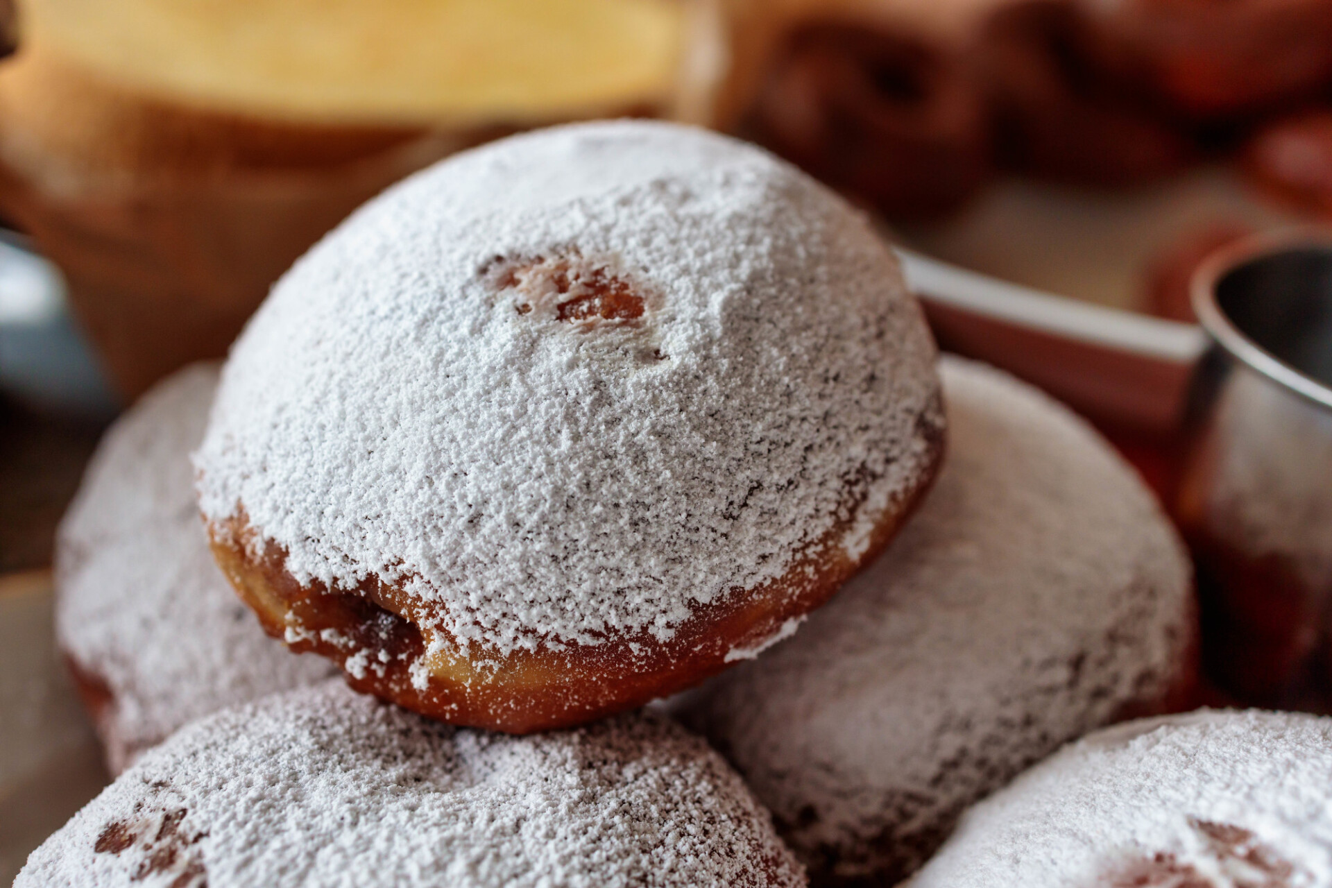 Doughnuts with icing sugar