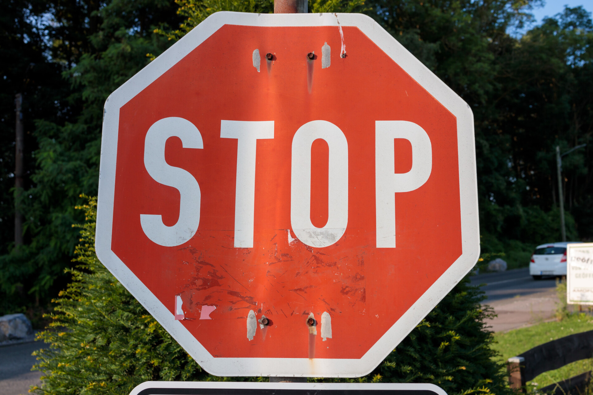 Stop road sign