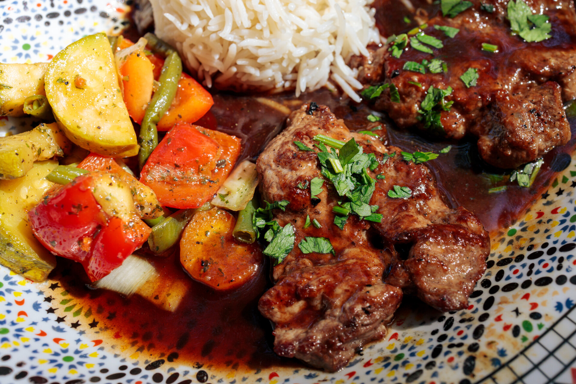 Lamb steaks Arabic prepared