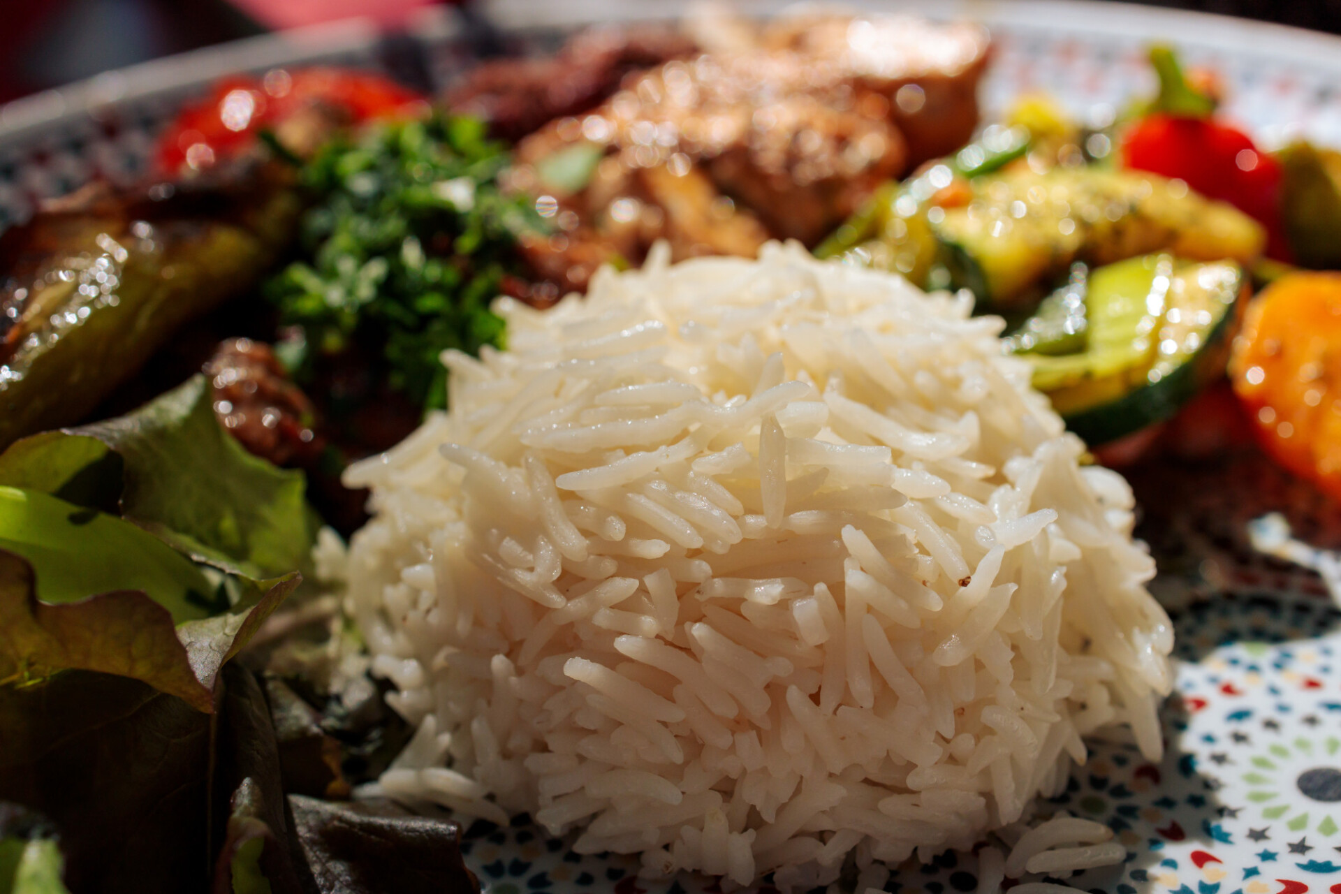 A portion of rice on a plate