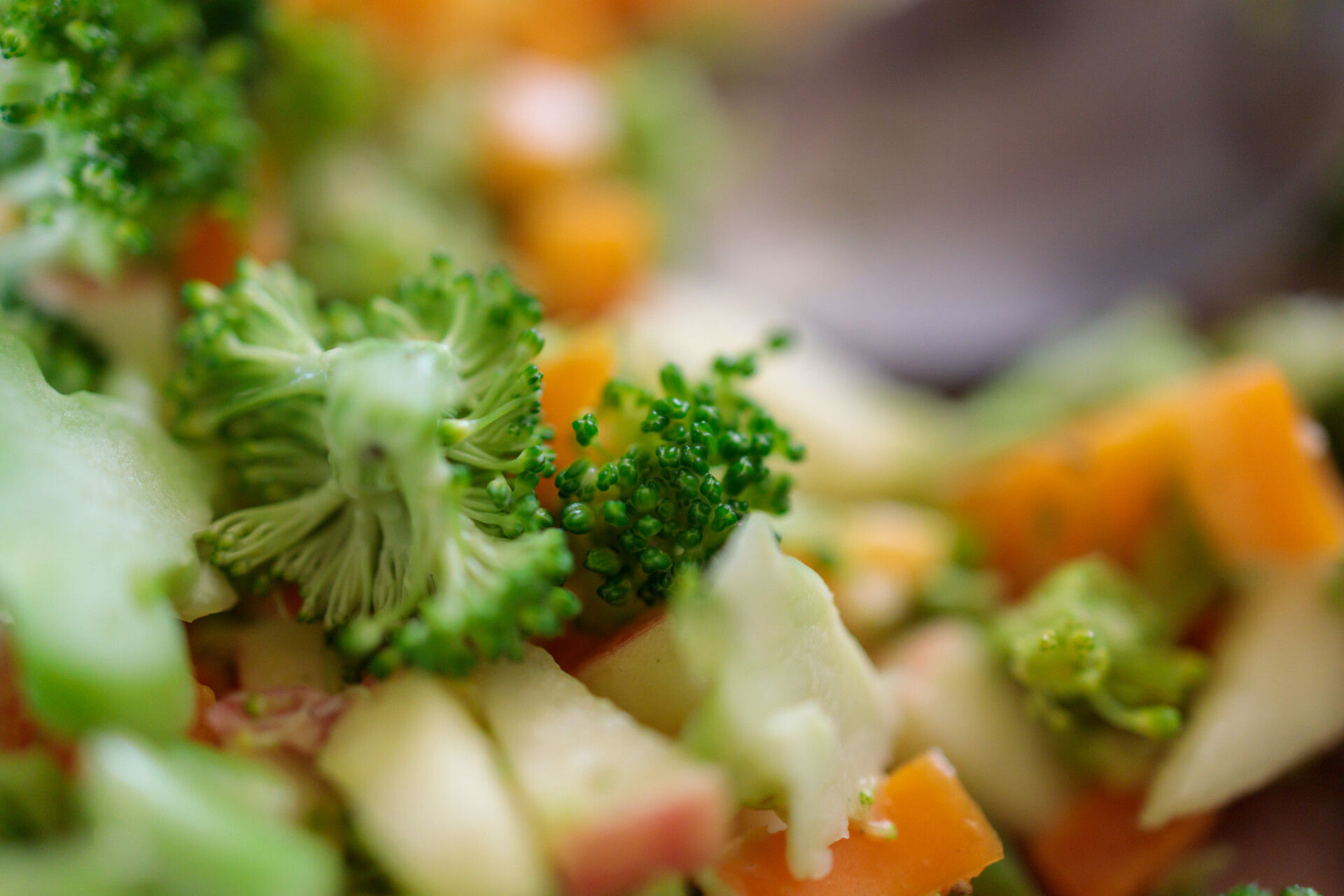 Broccoli Apple and Carrots in Salad