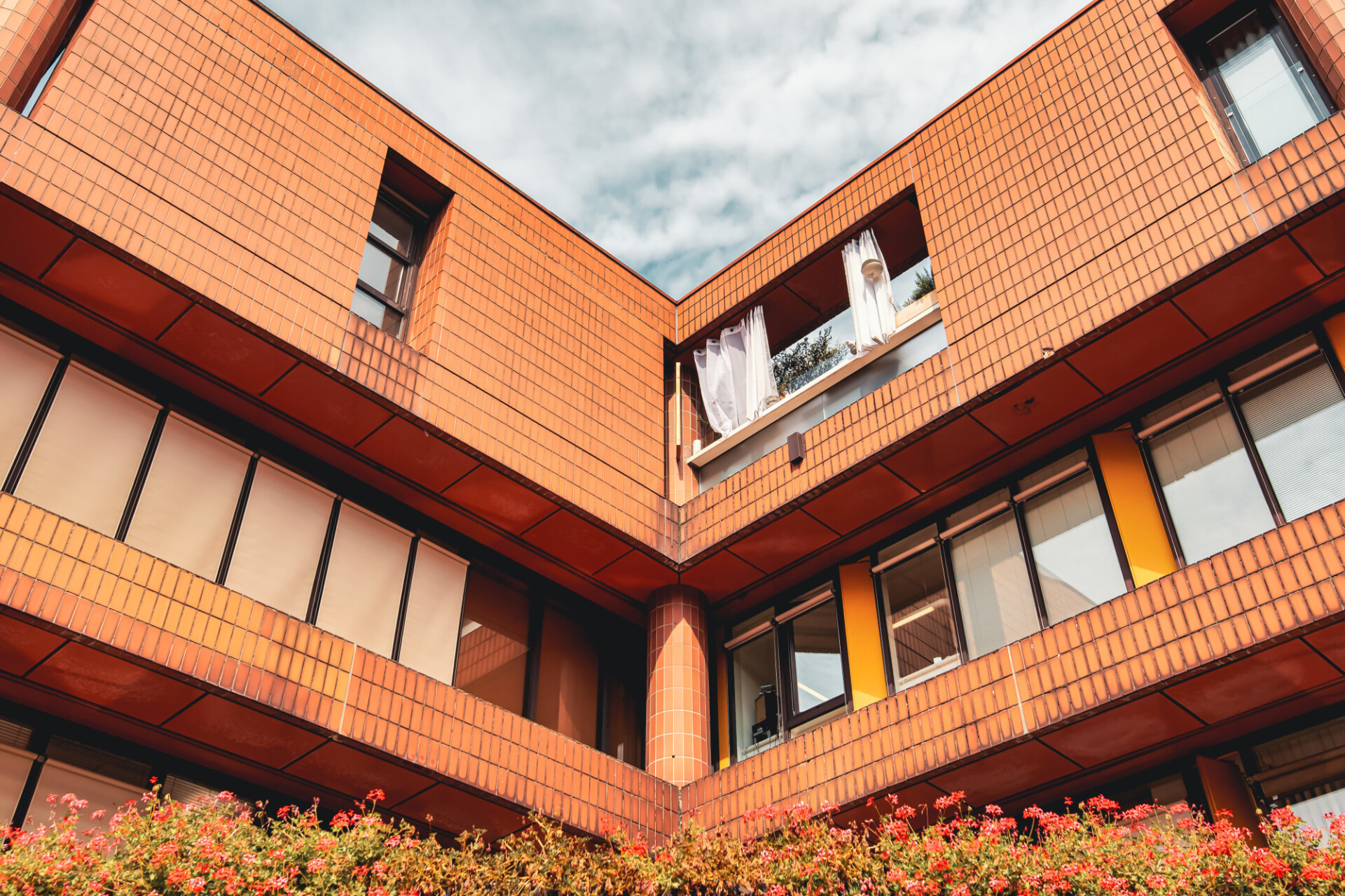 Modern architecture red building