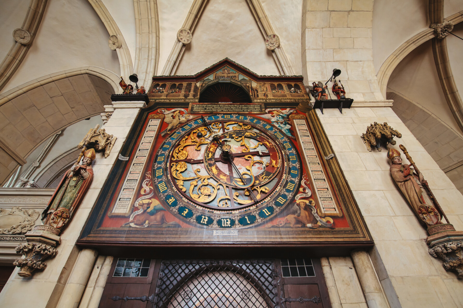 Imposing antique clock in a church