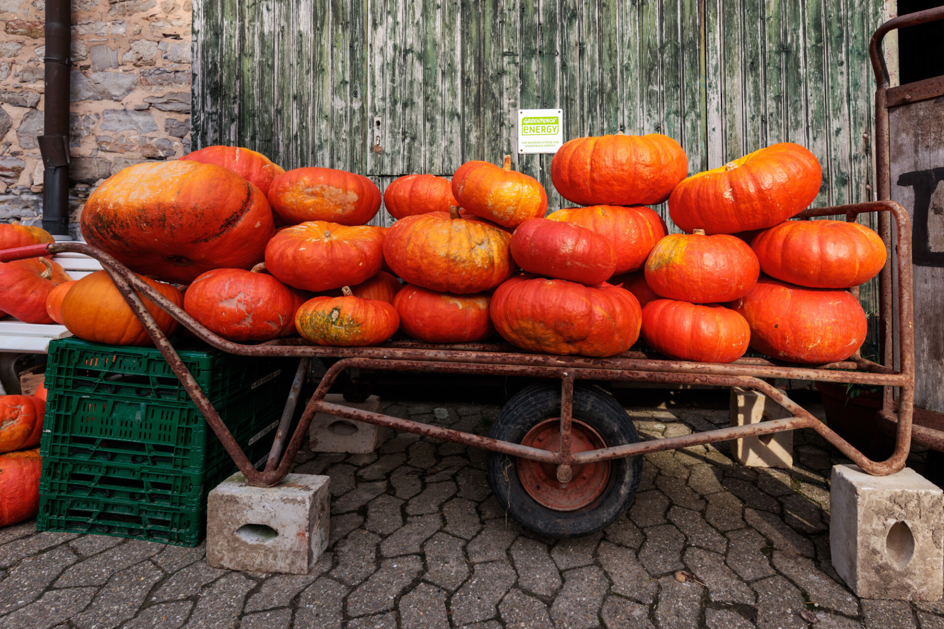 pumpkins on a trailer