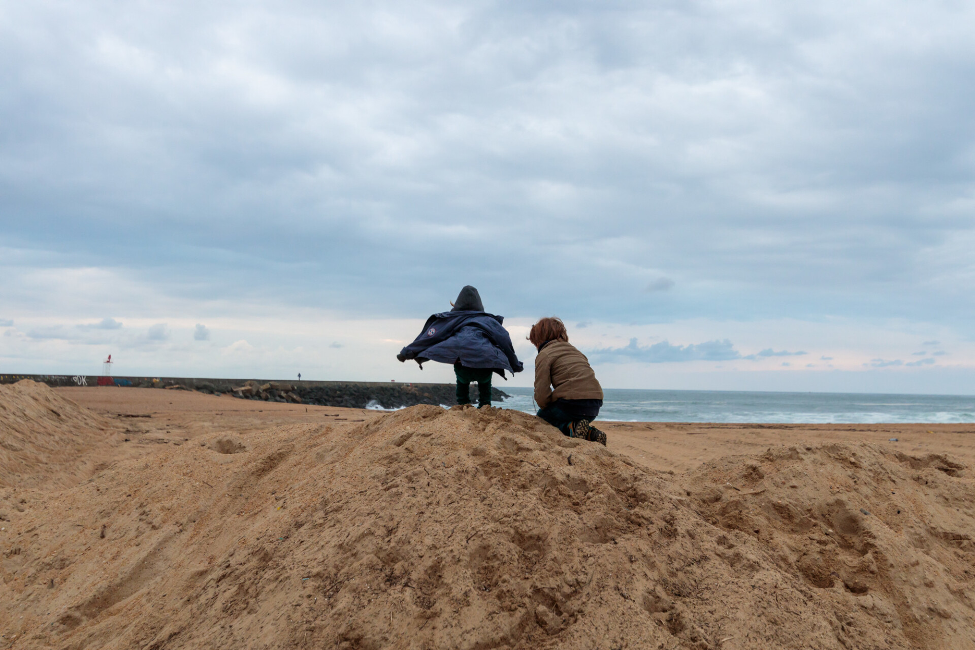 Children playing on the beach in Bayonne, France