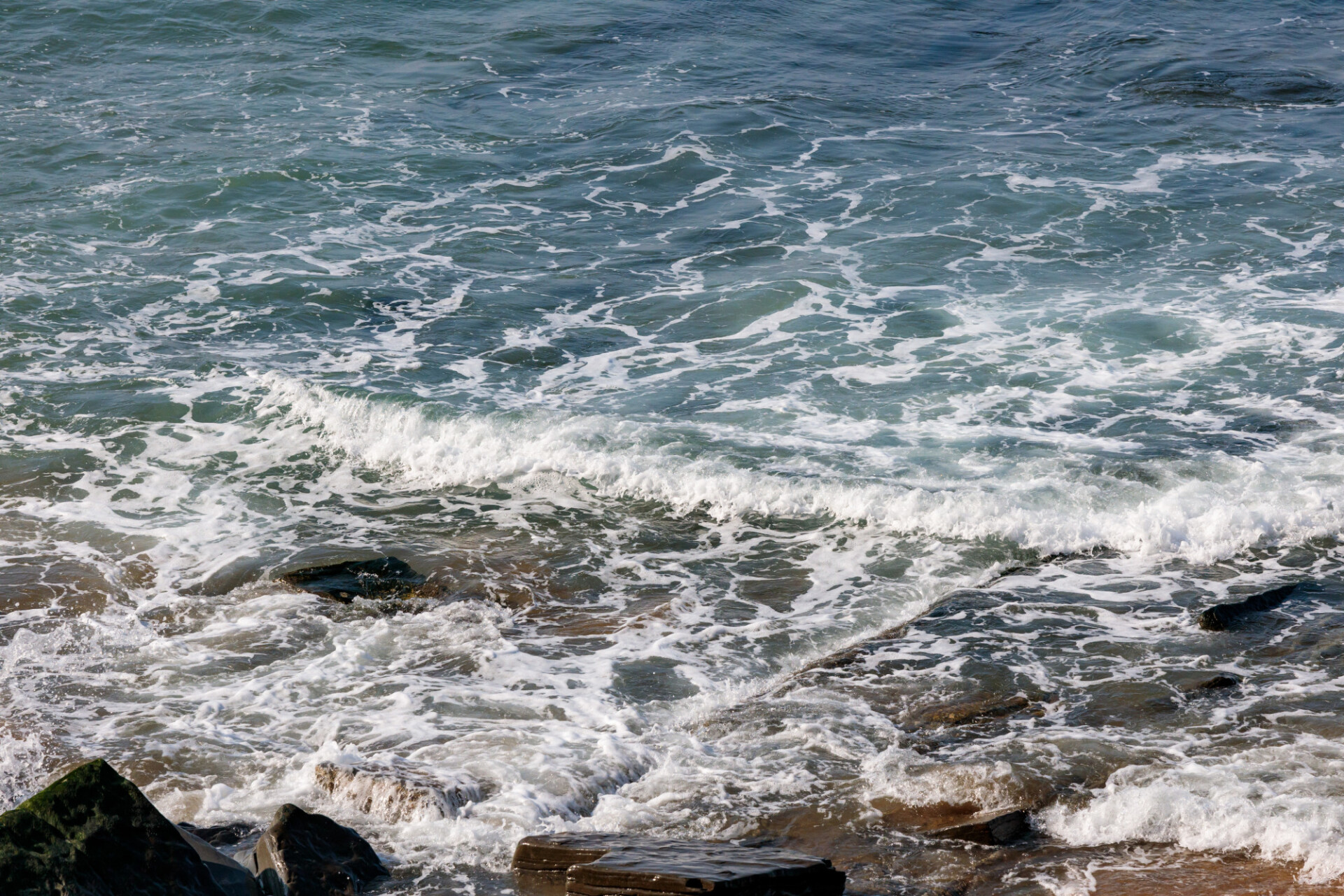 Waves crash on the north coast of Spain