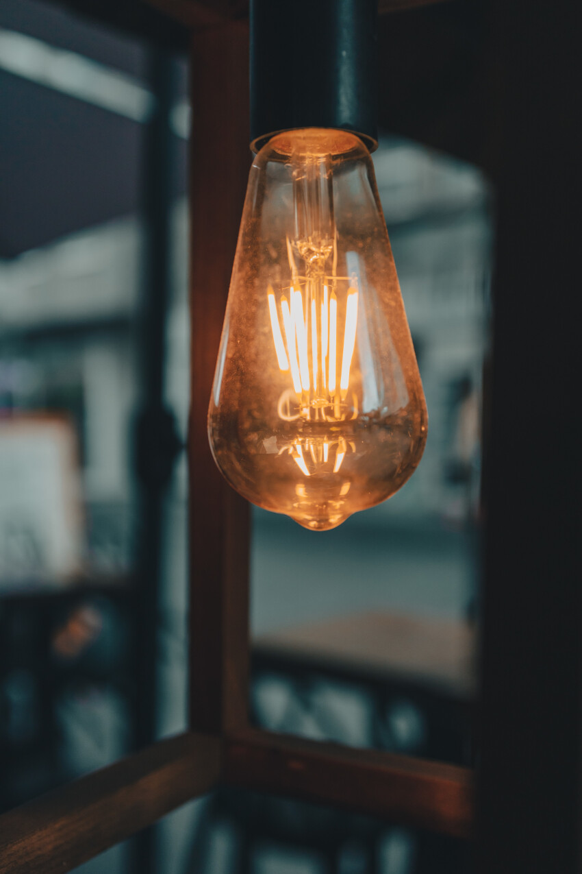 Light bulb on a terrace in rainy mood