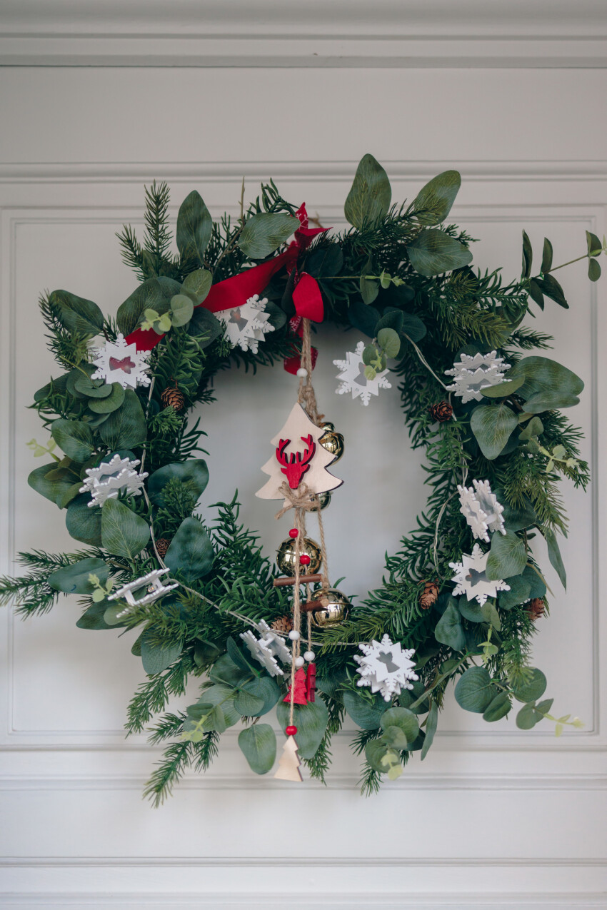 Christmas wreath on a front door