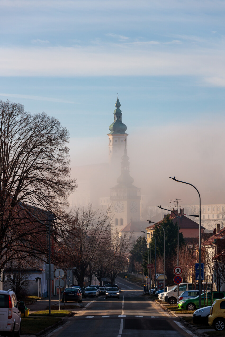 Mikulov shrouded in fog