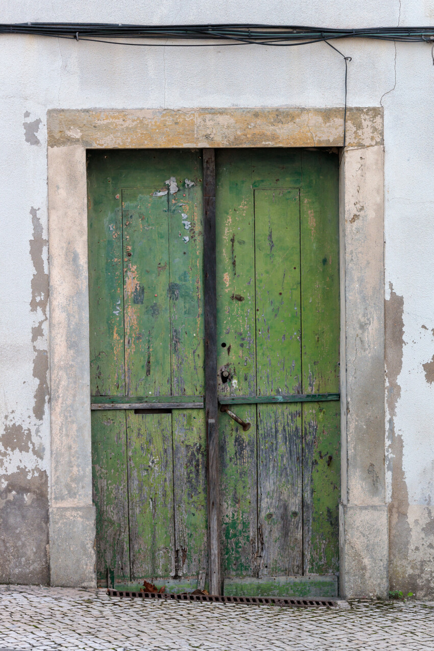 old green wooden door