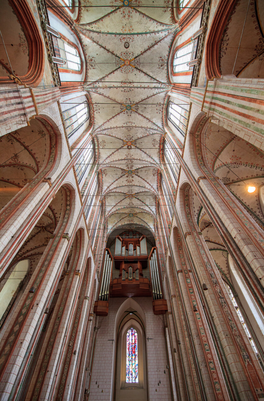 Interior view of the Marienkirche in Lübeck