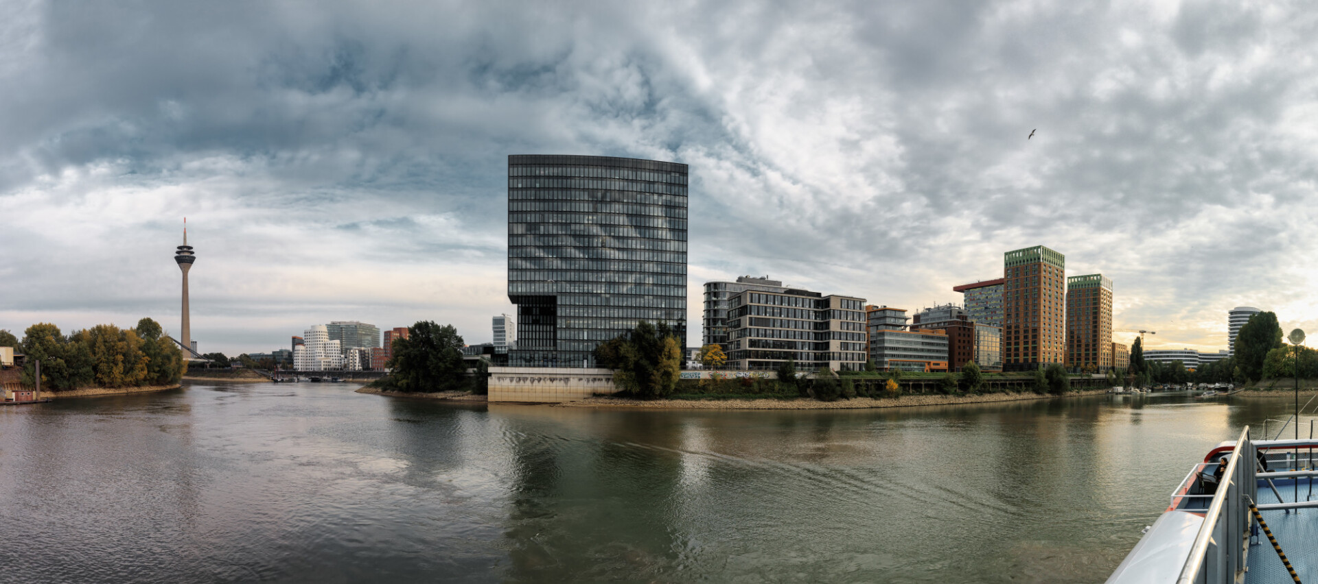 Dusseldorf city panorama on the rhine