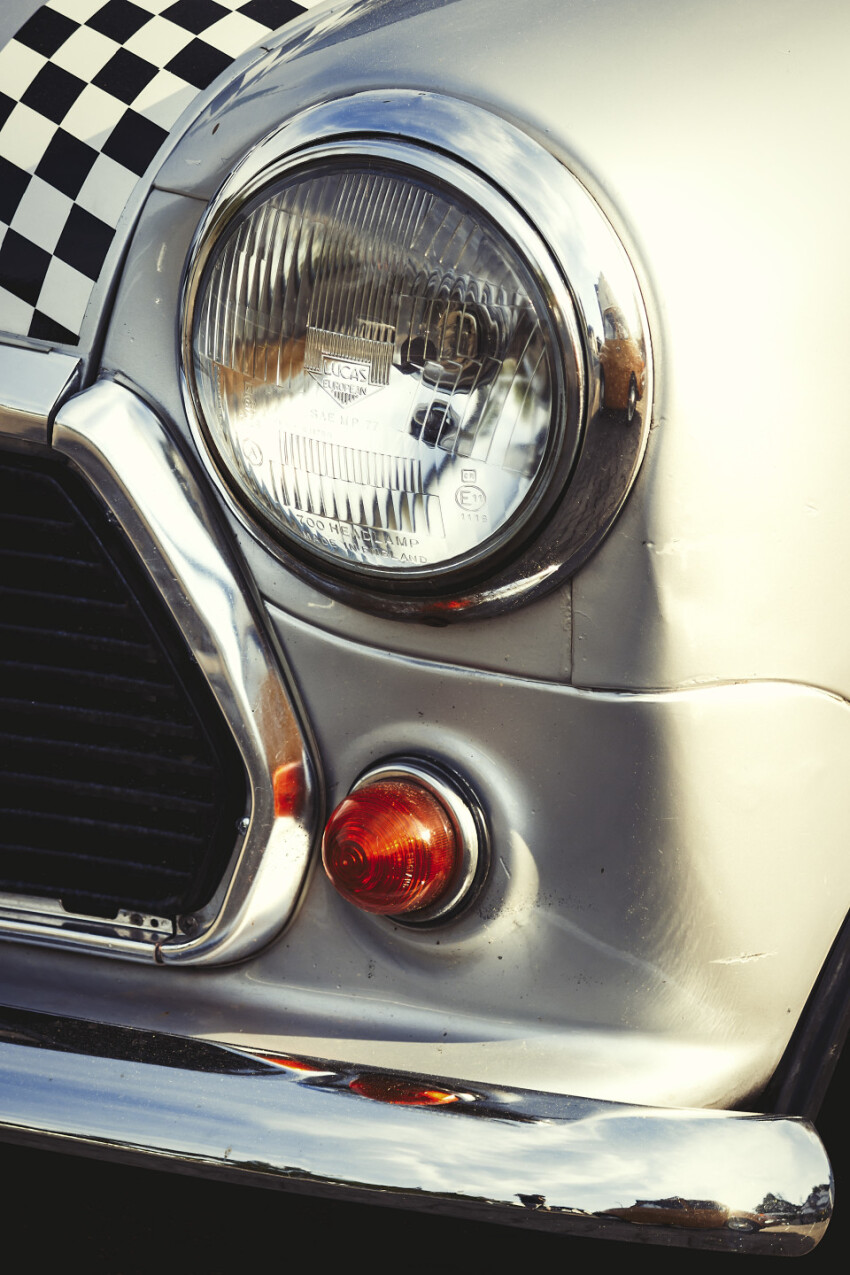 silver oldtimer mini frontlight