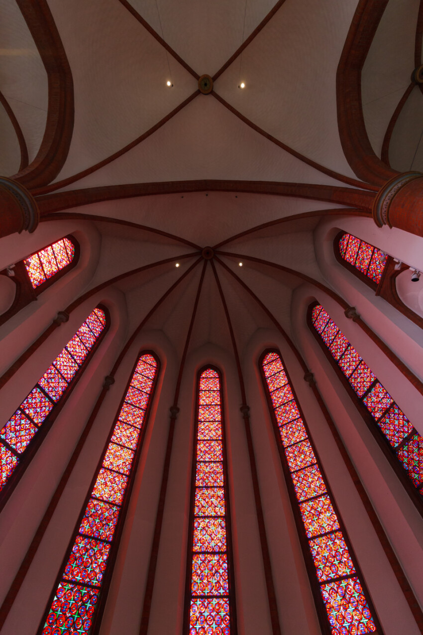 sacred heart church lubeck interior stained glass window