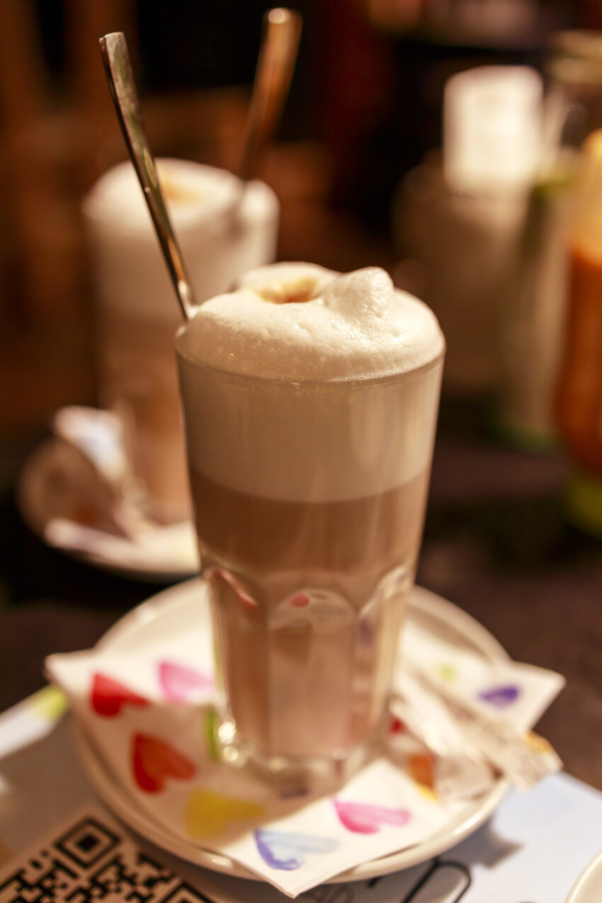 Two glasses of latte macchiato coffee