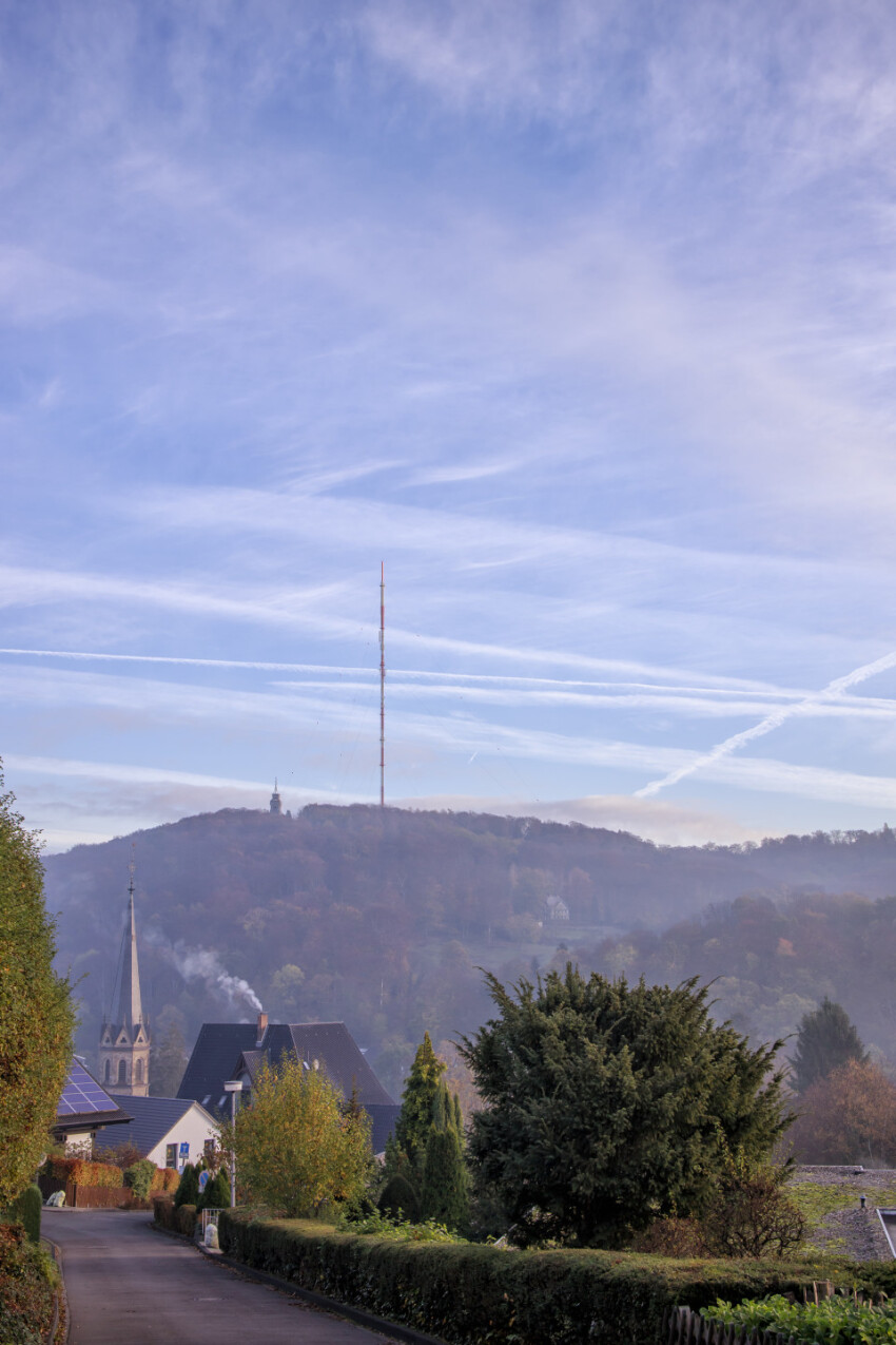 Velbert Langenberg in Germany shrouded in the morning mist