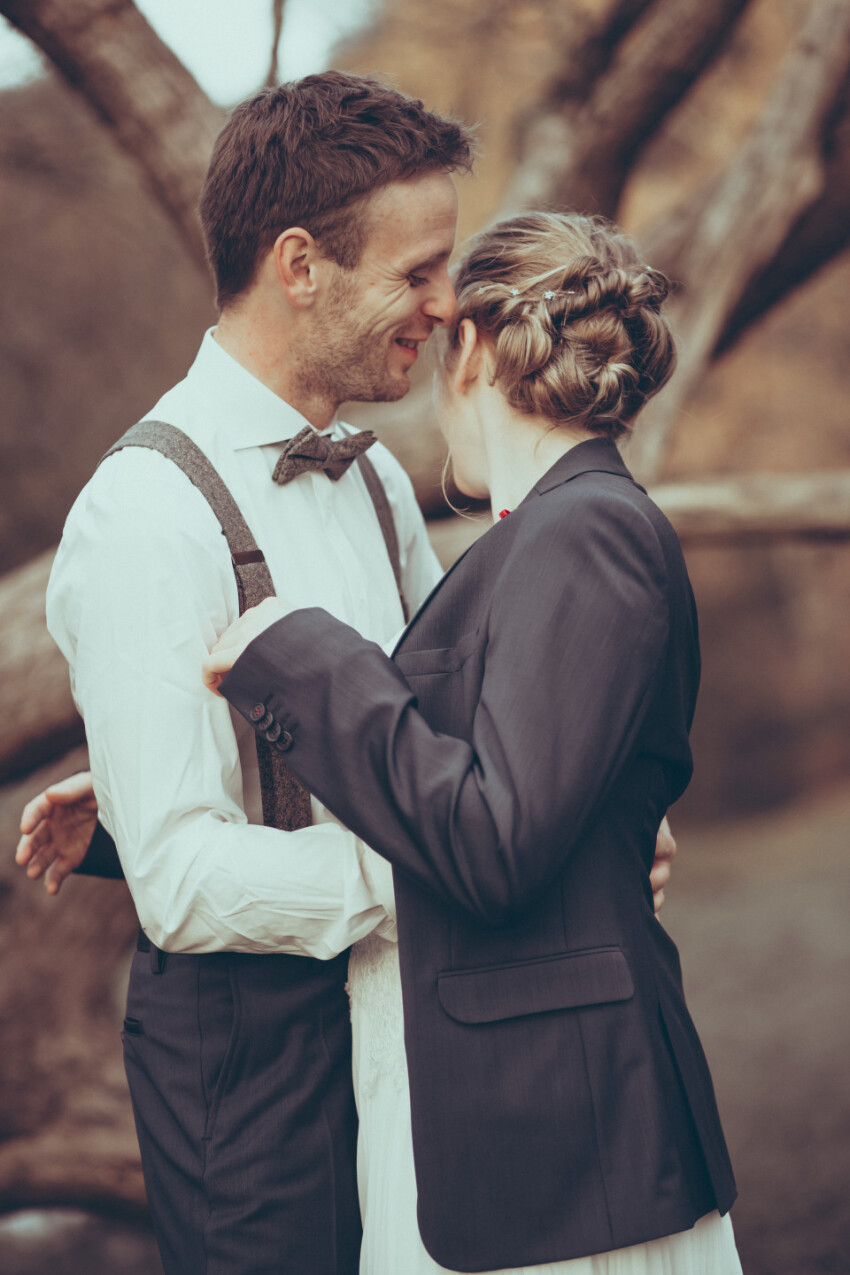 Happy wedding couple enjoying romantic moments