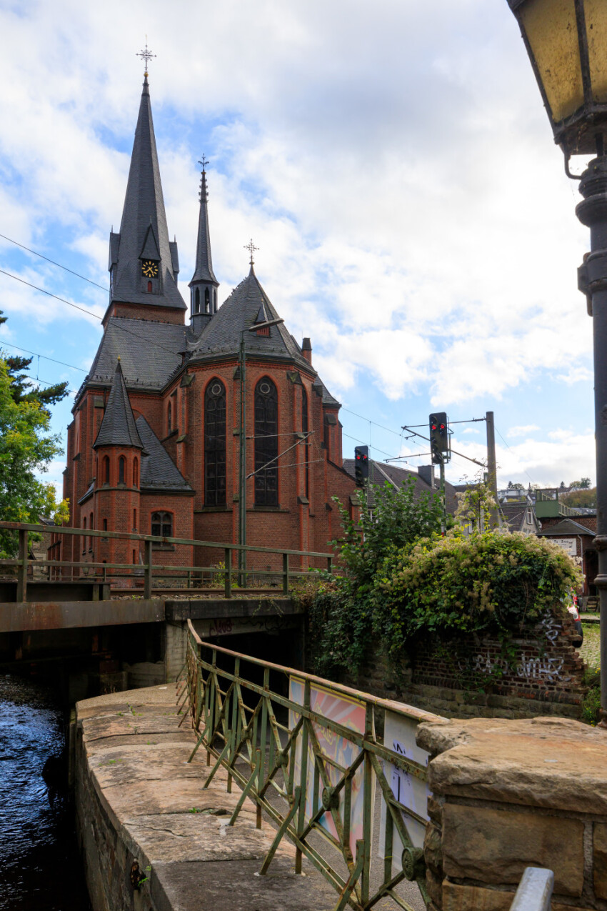 Beautiful view on St. Michael Church in Velbert Langenberg