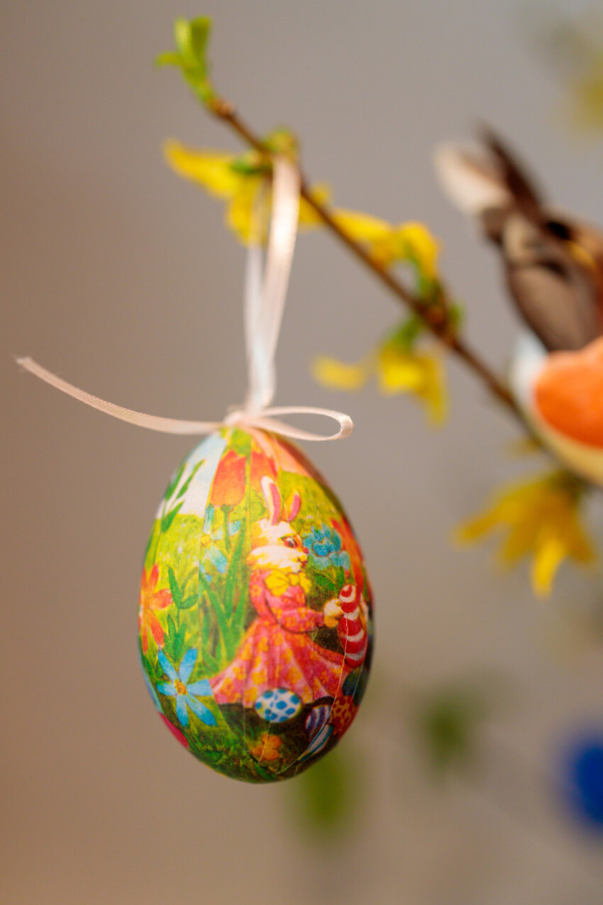 Easter egg pasted with a serviette
