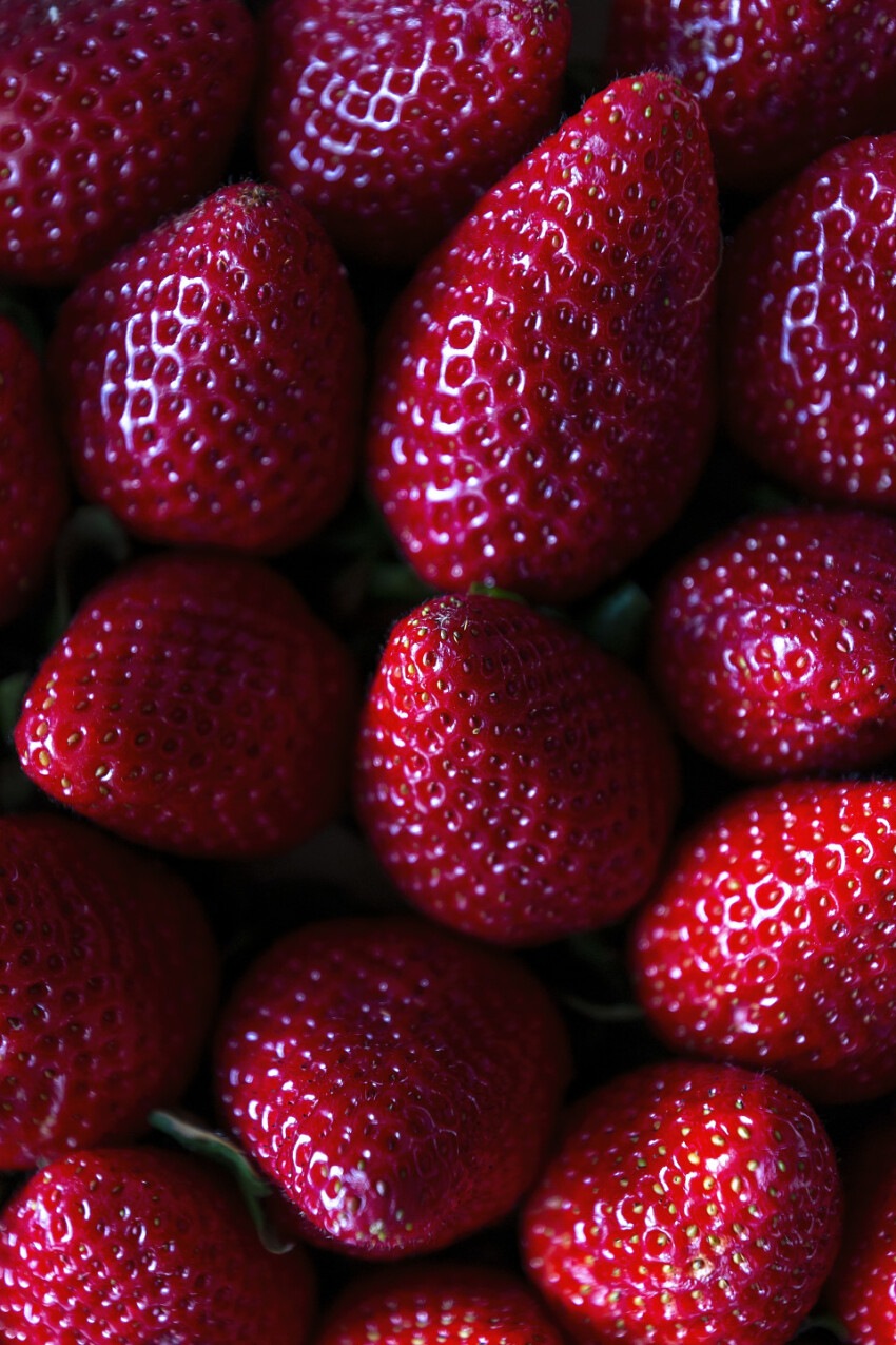 fresh red strawberries without green leaves