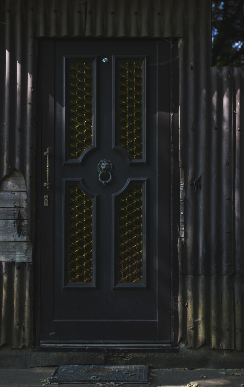 door at corrugated iron hut