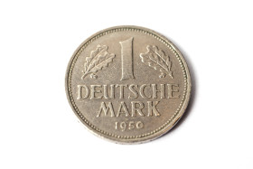 Stock Image: 1 Deutsche Mark isolated on white background