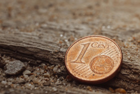 Stock Image: 1 euro cent on the ground