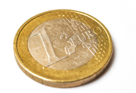 Stock Image: 1 euro coin isolated on white background