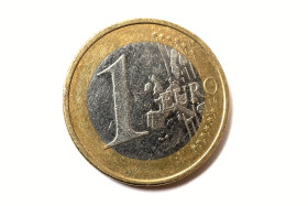 Stock Image: 1 euro coin on white background