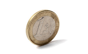 Stock Image: 1 euro isolated on white background used looking one euro
