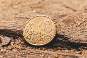 Stock Image: 10 euro cent on the ground