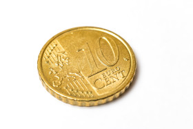 Stock Image: 10 euro cent white background