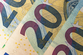 Stock Image: 20 euro banknotes background