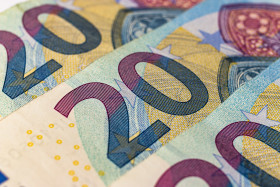 Stock Image: 20 euro notes background