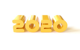 Stock Image: 2020 golden word text on white background