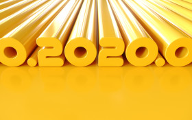 Stock Image: 2020 new year 2020 gold text